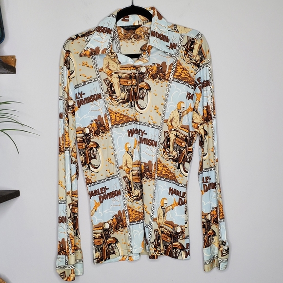 Manfredo Other - 1970s Vintage Harley Davidson Button Down Fitted